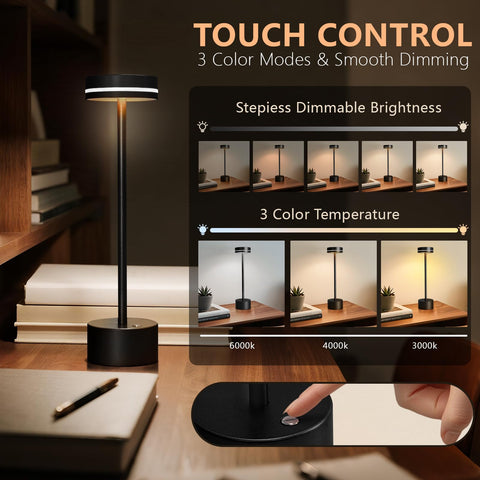 LZXYUYU 5000mAh battery table lamp for long, cordless use.