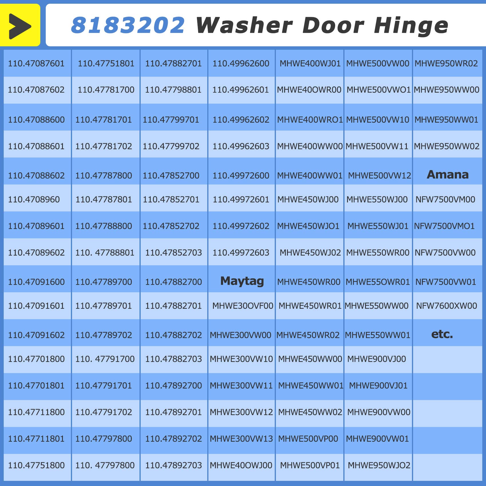 M Motico WP8183202 door hinge helps maintain safe smooth operation over time
