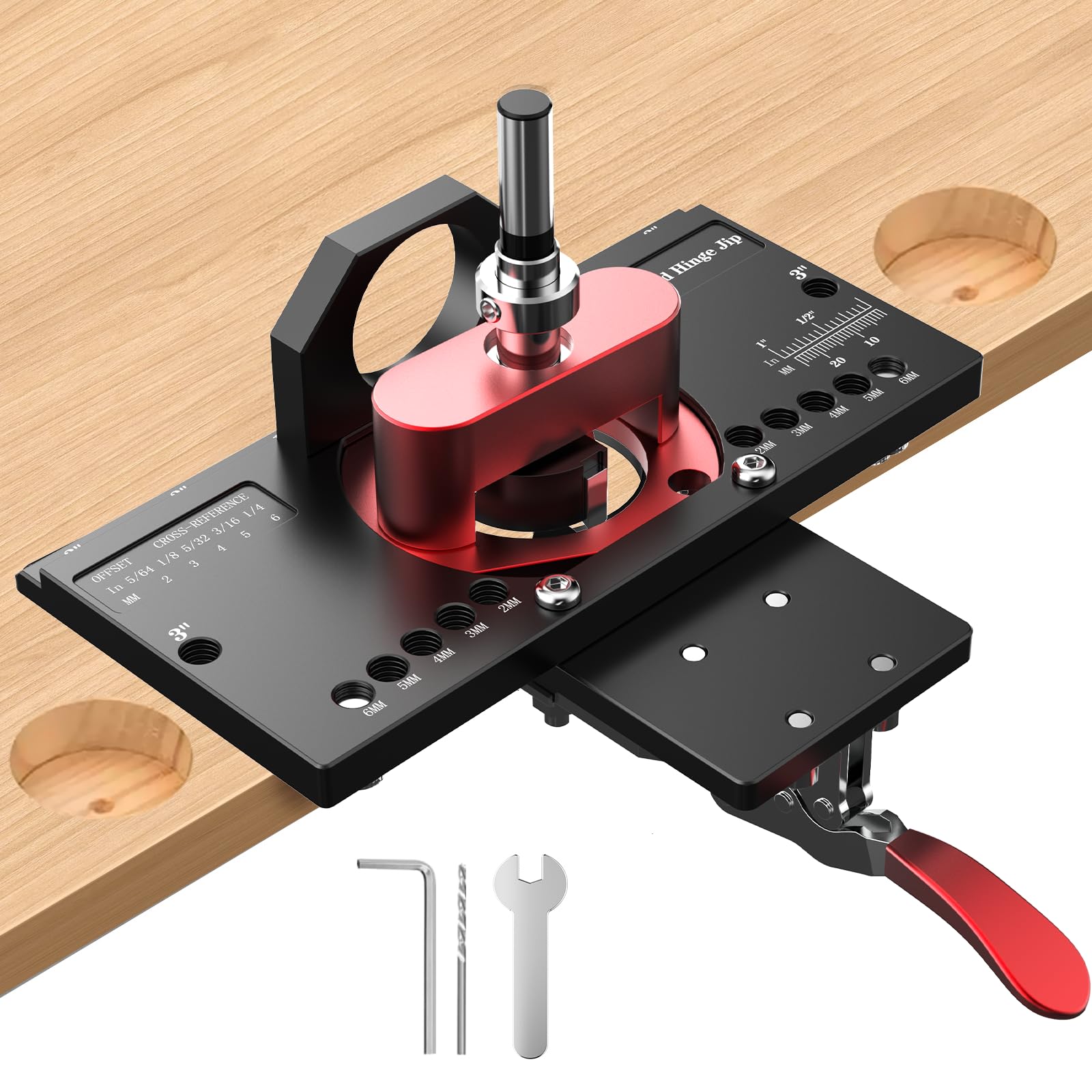 M-T Concealed Hinge Jig with quick clamp for fast, precise hinge alignment