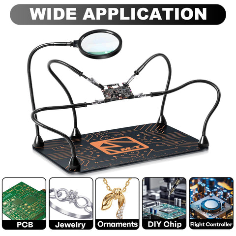 M-T Helping Hands 13x9 inch base enhances bench stability during tasks.