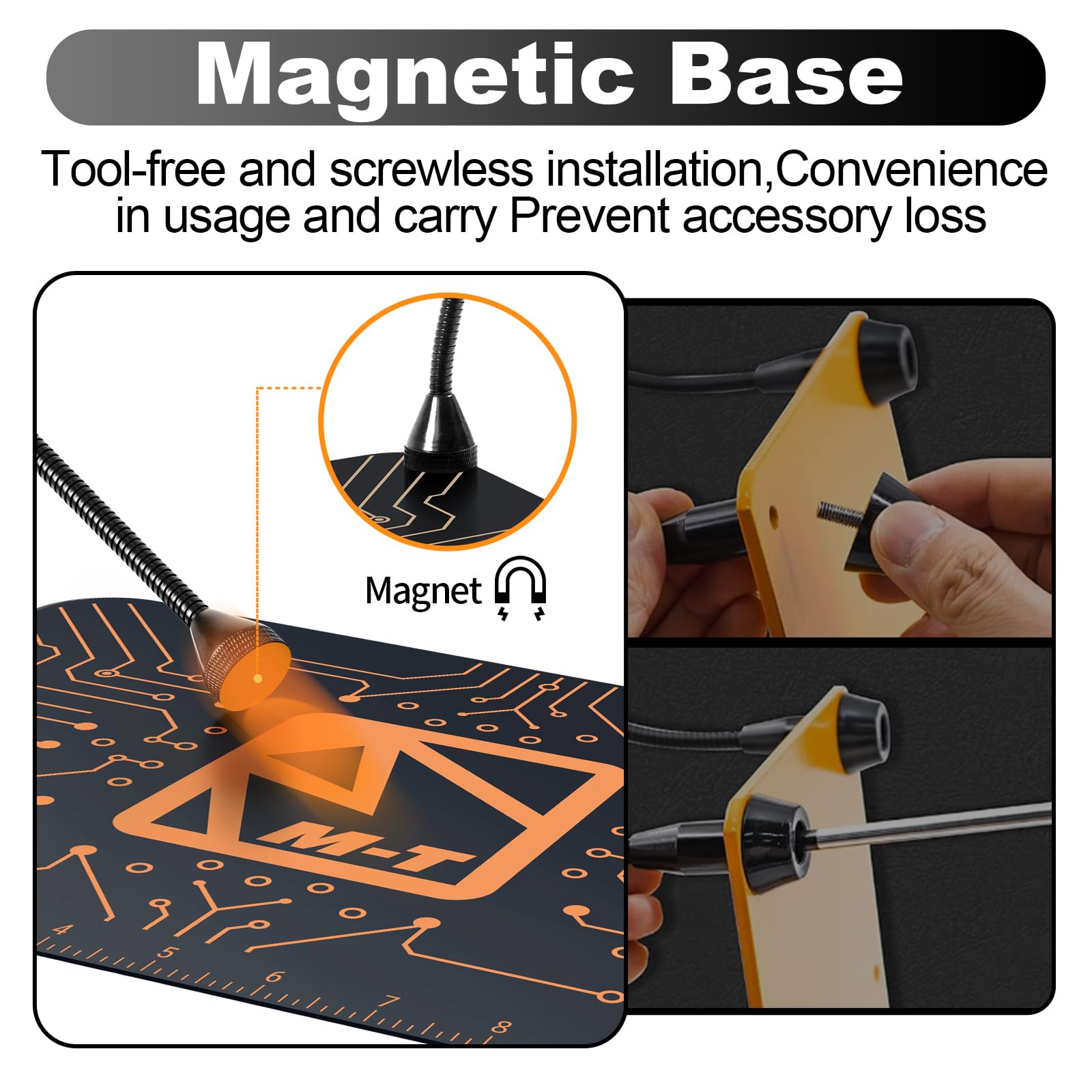 M-T Helping Hands magnifier assists detail work and reduces eye strain.