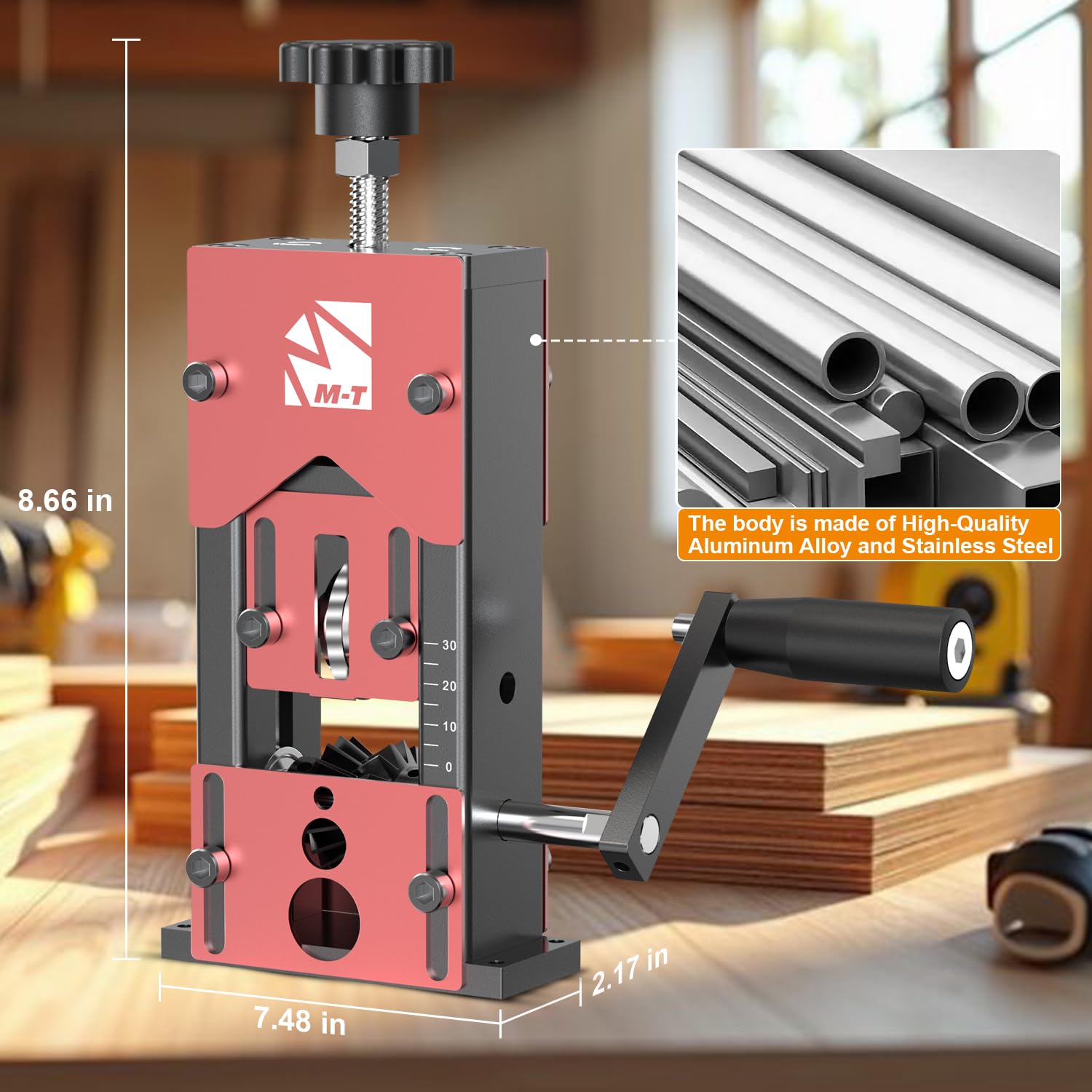 Deep-groove design with anti-slip rollers securing wires during stripping.