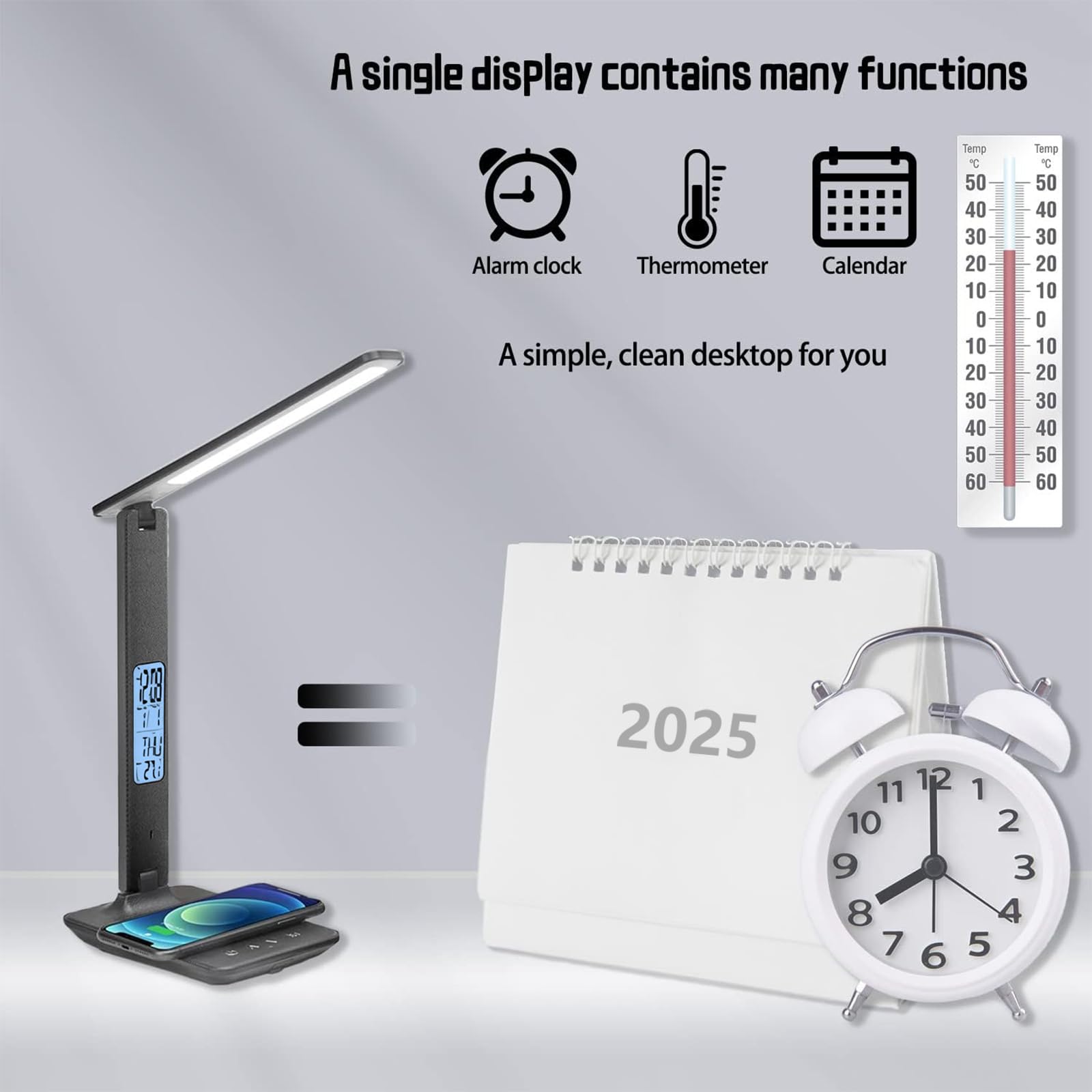 M-Xeotei lamp provides a USB-A port to charge devices while you work.