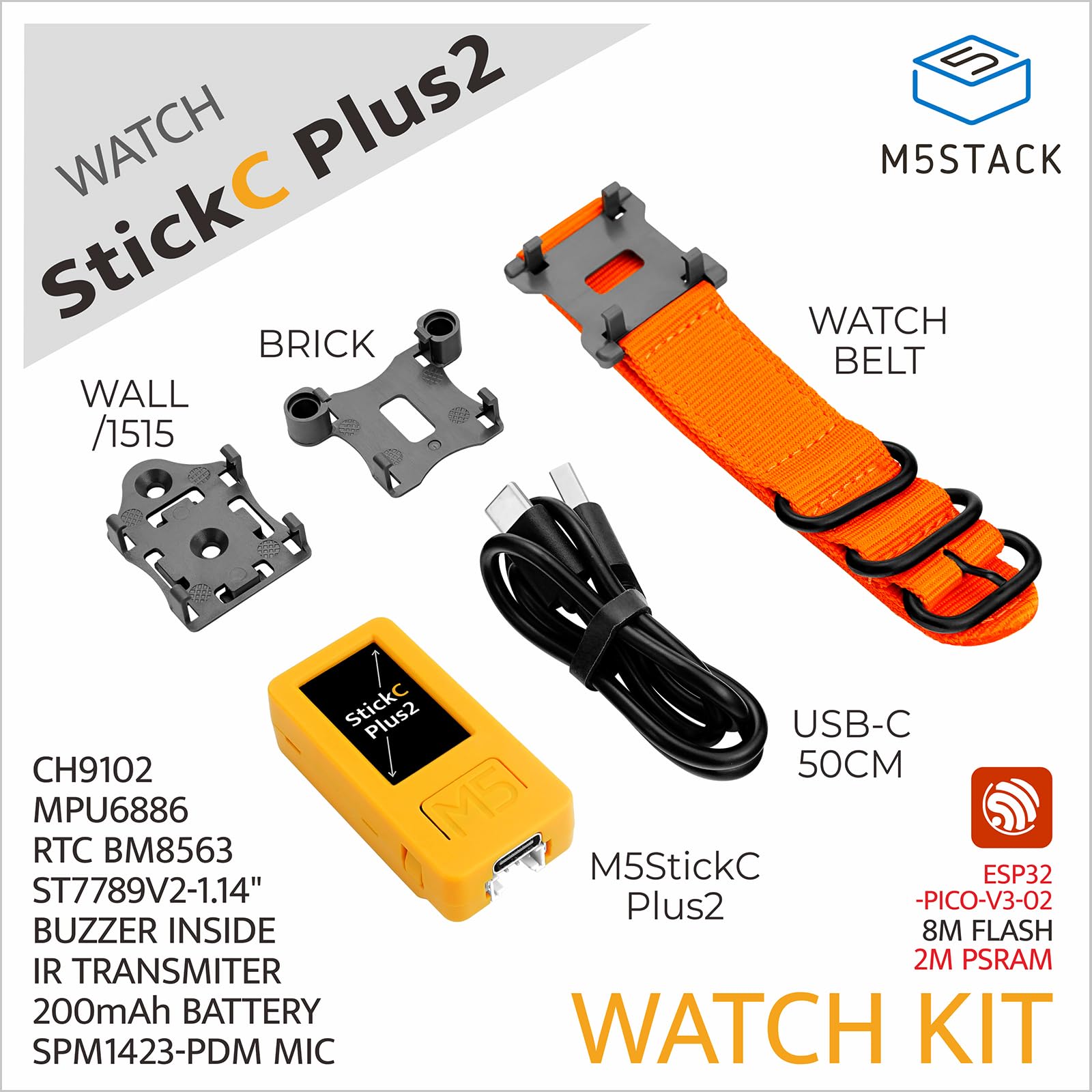 M5StickC Plus2 top view highlighting ESP32-PICO-V3 module