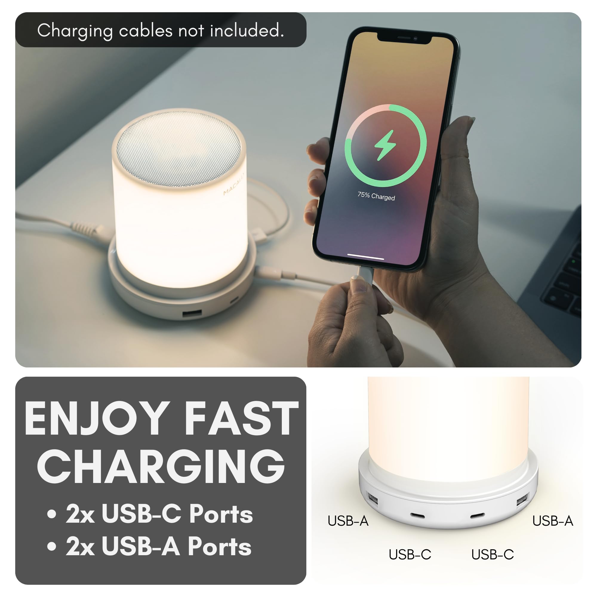 Macally lamp with three-way dimmable lighting for mood setting