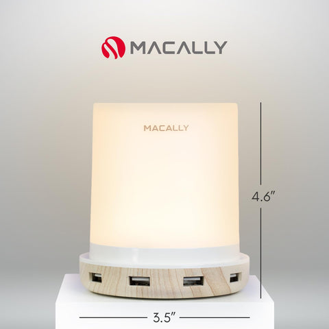 Macally space-saving bedside lamp suited for small rooms.