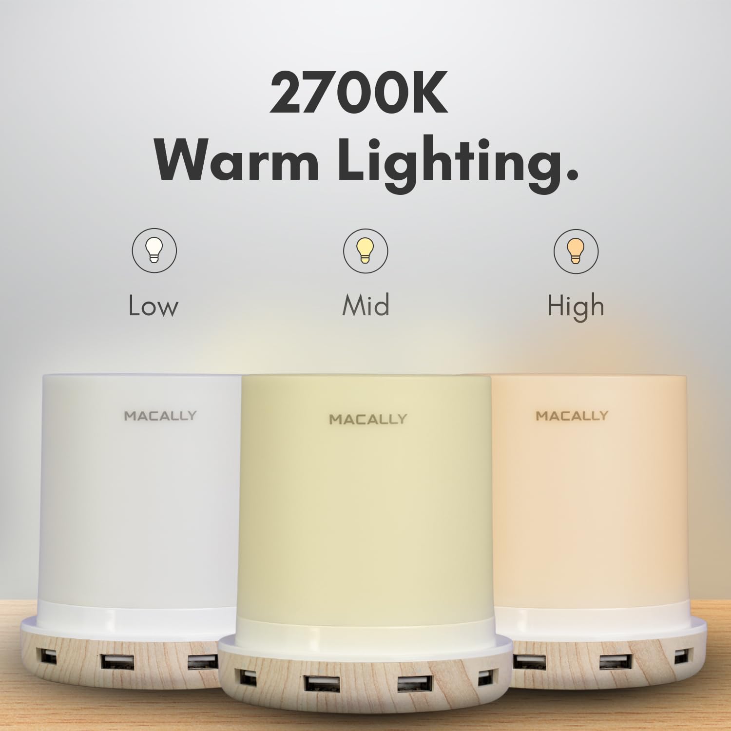 Macally touch-controlled lamp offers a soft glow for late reading.