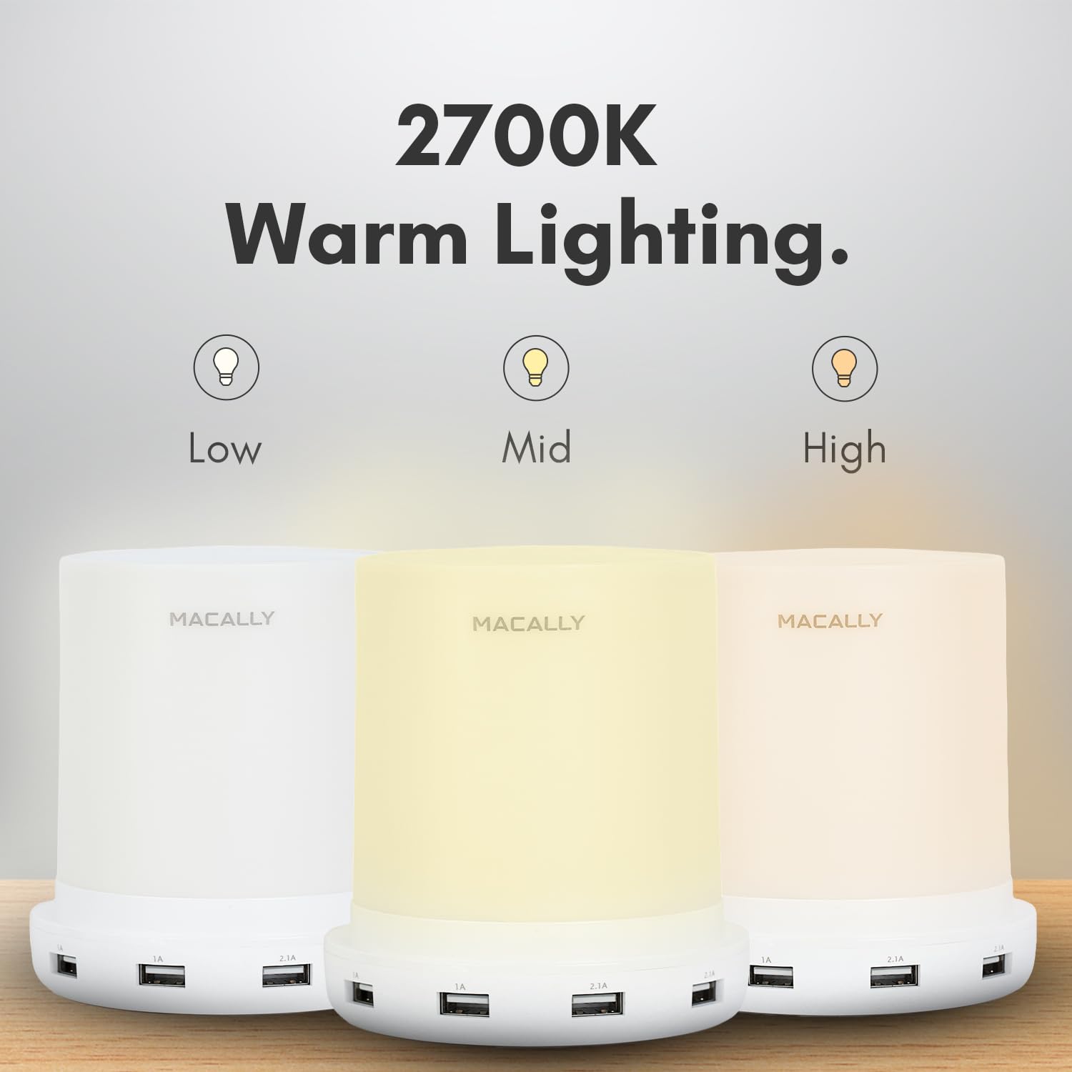 Macally compact bedside lamp design that saves space.