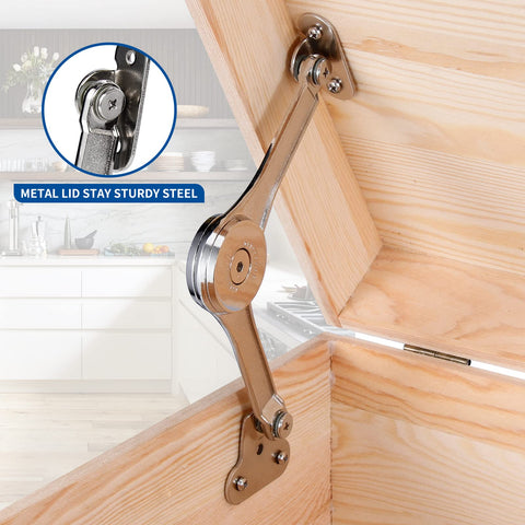 Macaro soft-close lid stay assembly demonstrates smooth, controlled lid movement for safe operation.