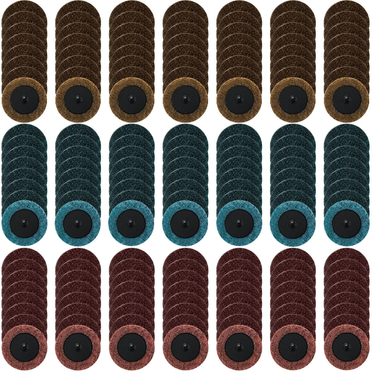 Macarrie 150 pcs 2-inch surface-conditioning discs for versatile metal and plastic finishing.