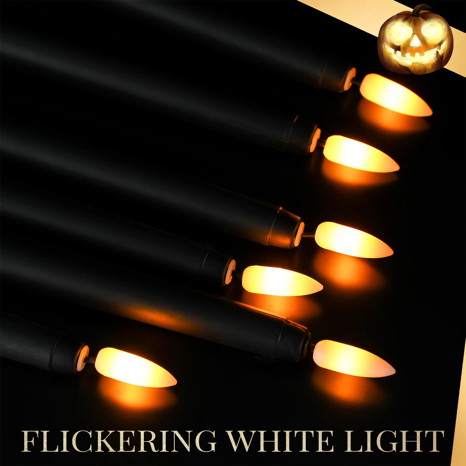 Macarrie LED taper candle closeup shows a warm, safe flicker