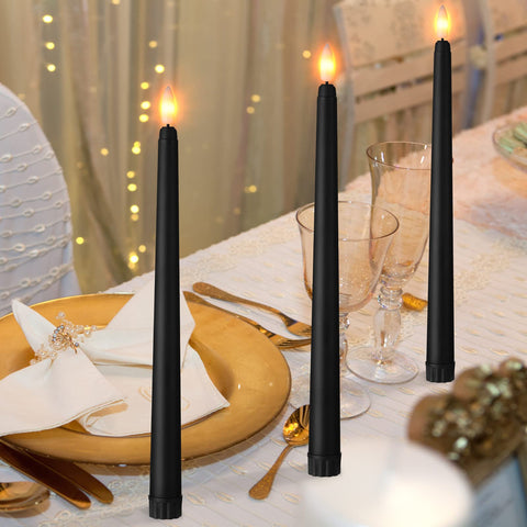 Macarrie 11in black tapered candle side view for refined decor