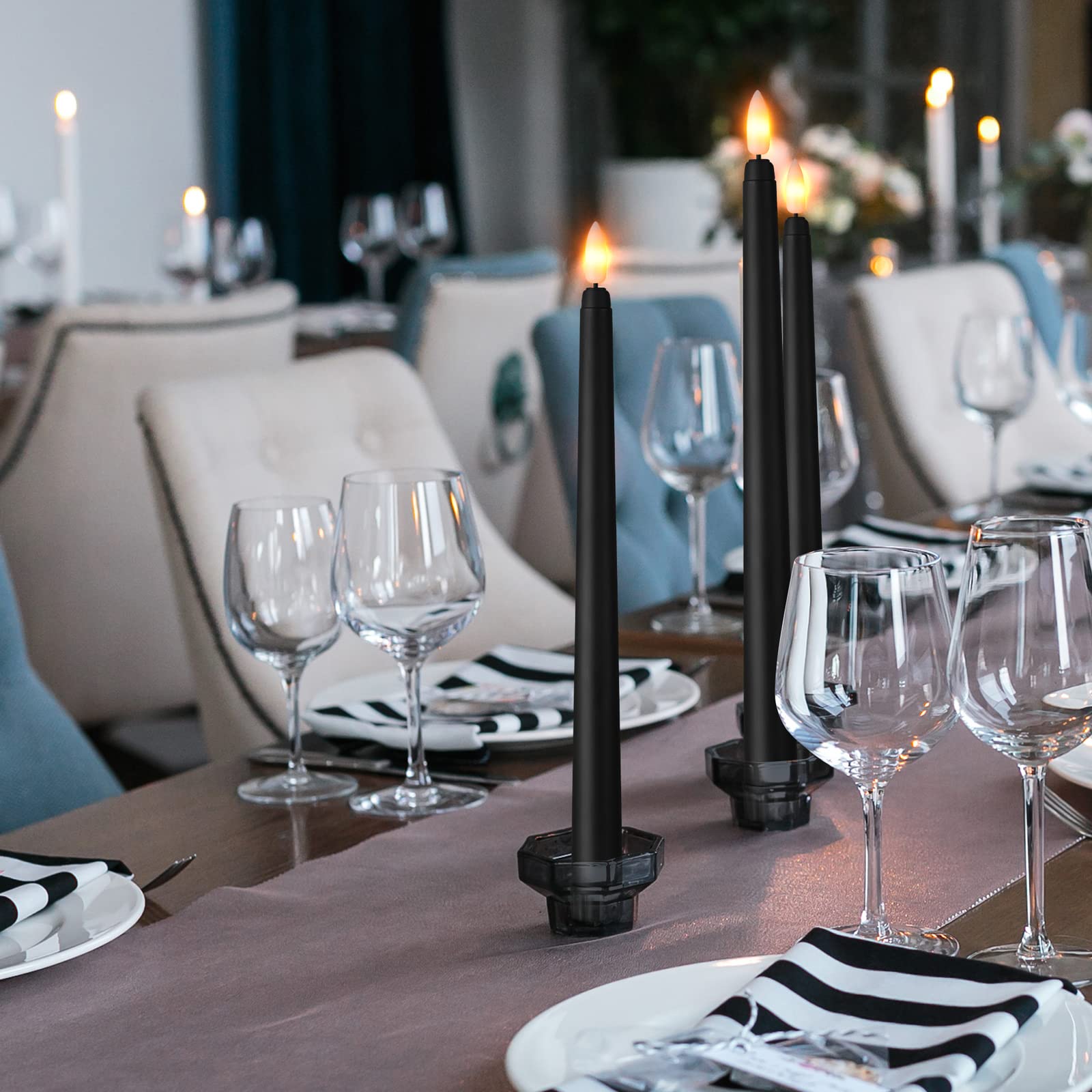 Macarrie 11in black flameless candle at wedding altar creates soft ambience