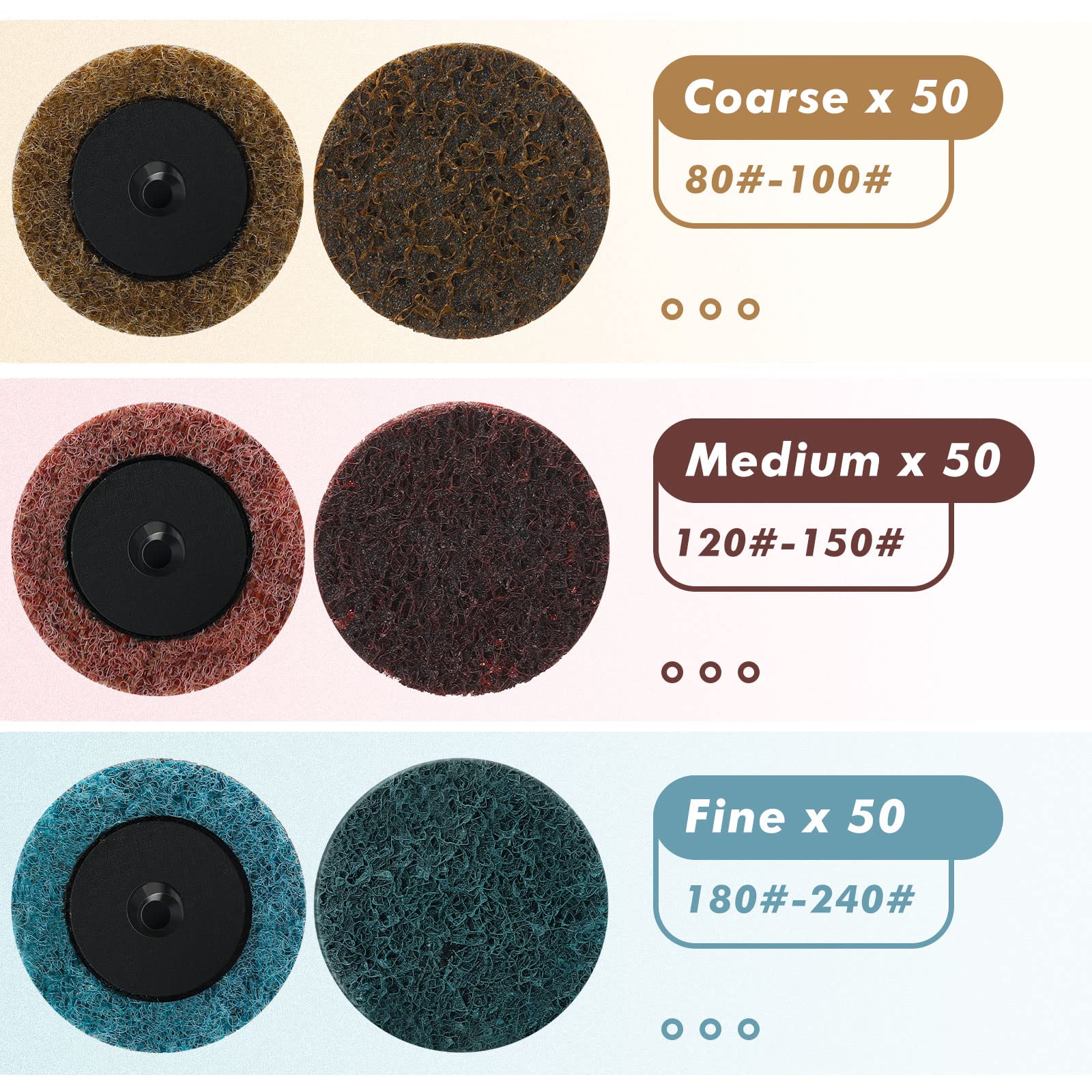 Macarrie roll-lock quick-change discs fit 1/4 inch shanks for easy setup.