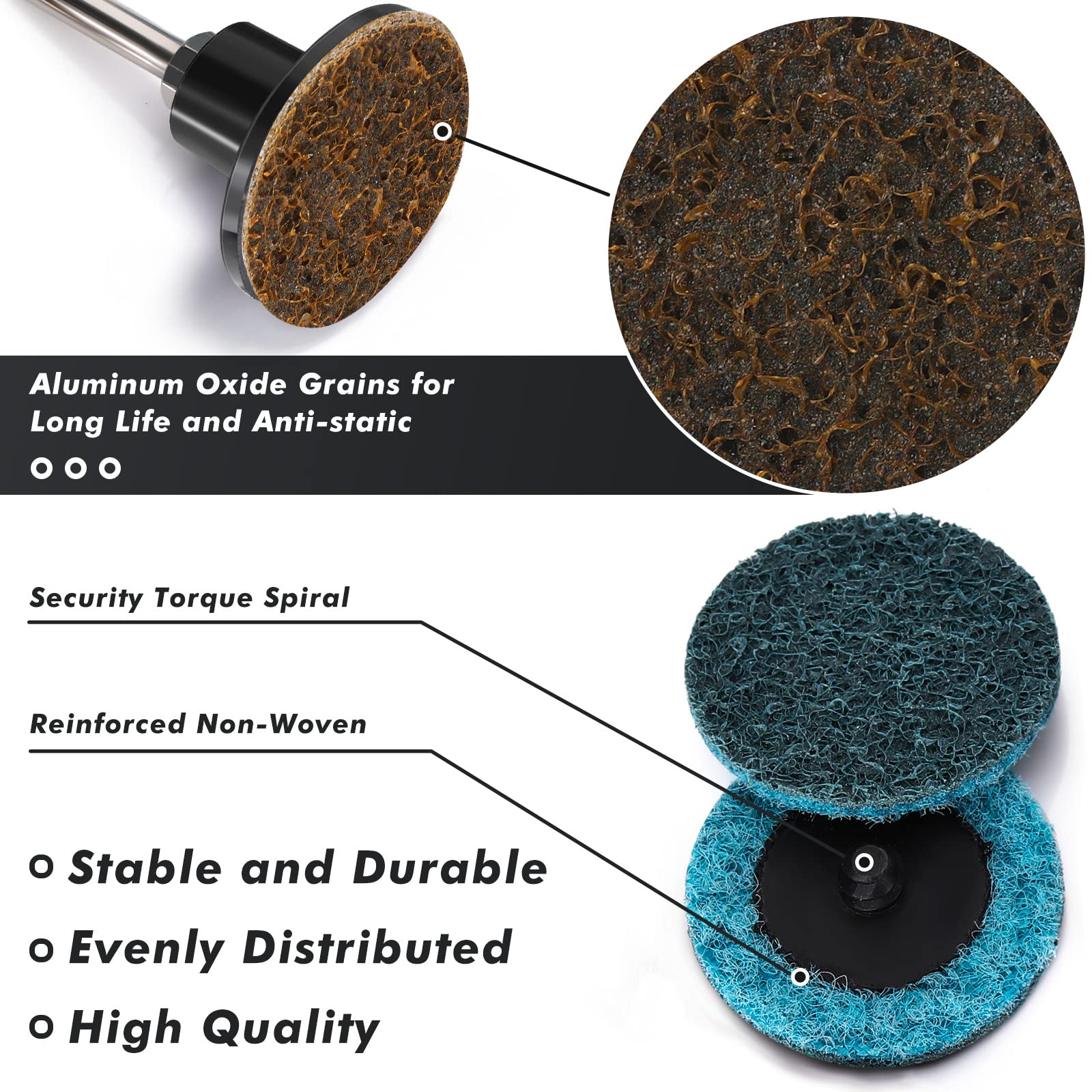 Macarrie discs ideal for stainless steel, alloy, and plastics in finishing tasks.