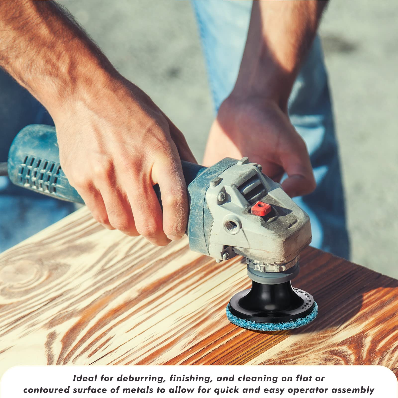 Macarrie discs with heat-resistant coating sustain grinding sessions.