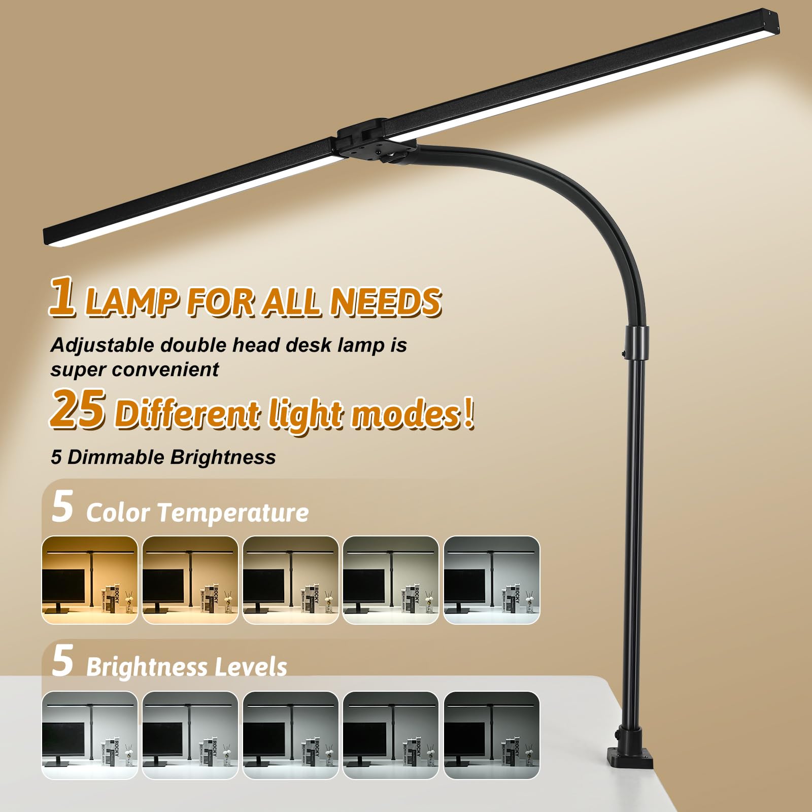 MACASA extended arm reaches 31.5 inches for wide desk coverage.
