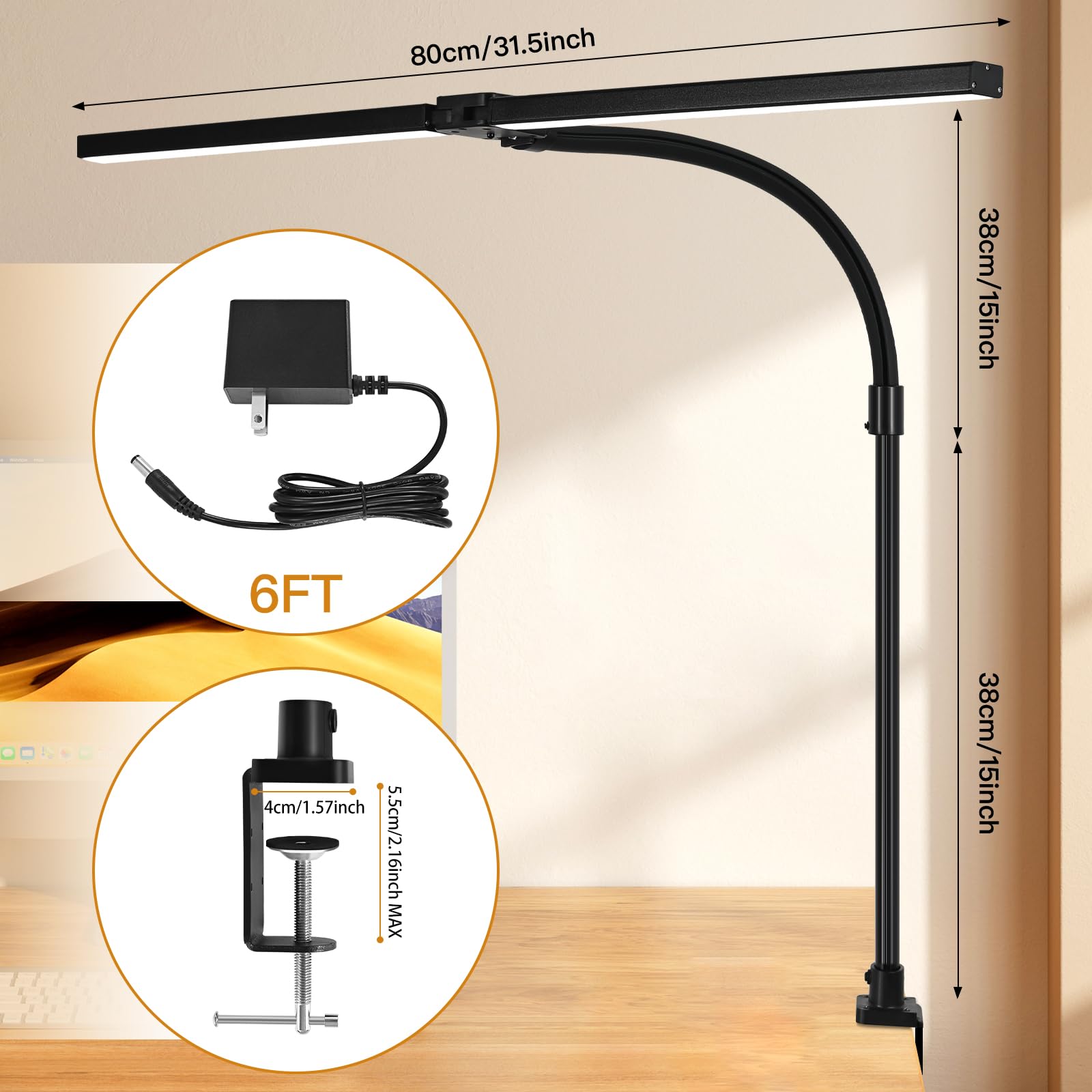 MACASA height up to 32.7 inches for flexible workstation lighting