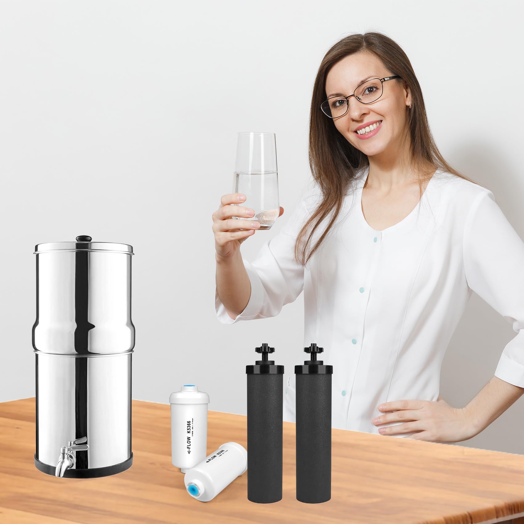 MACIFECI Berkey-compatible bundle demonstrates easy swap and reliable filtration