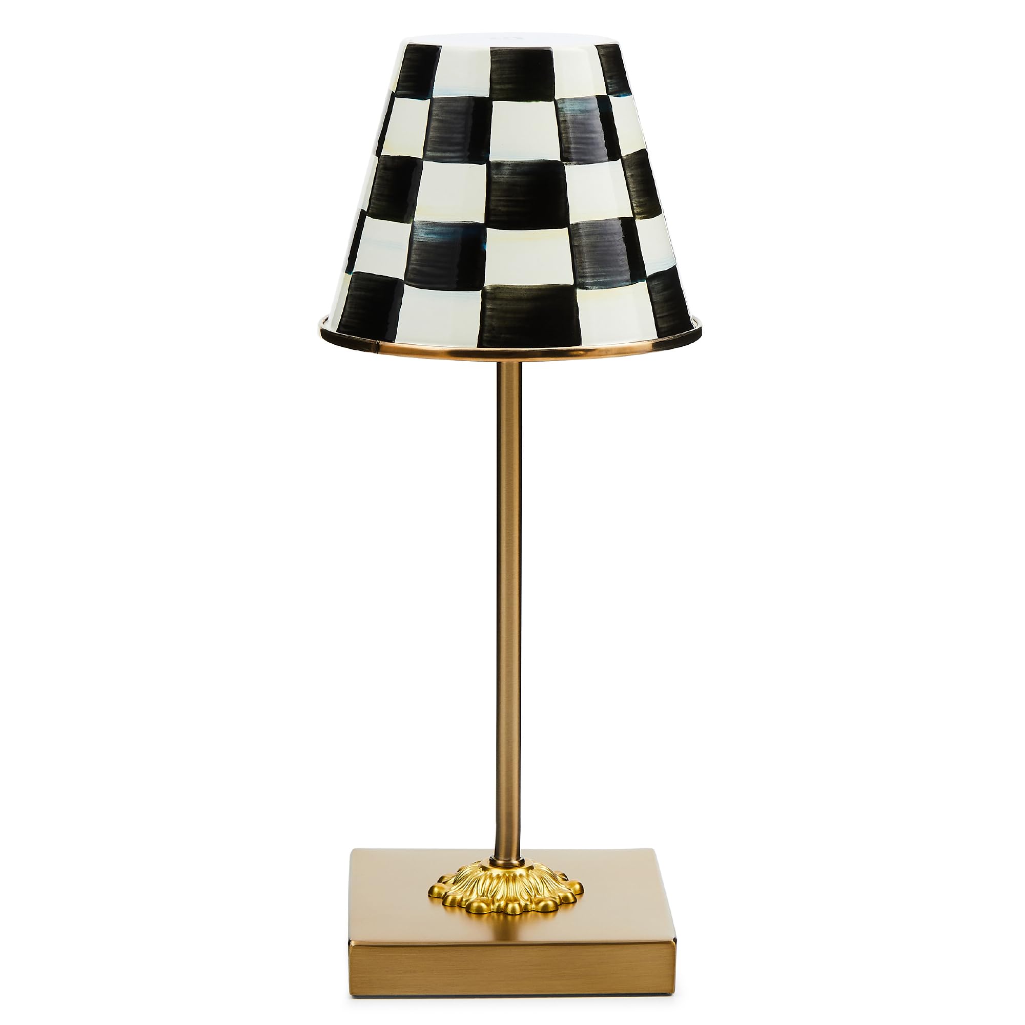 MACKENZIE-CHILDS LED rechargeable cafe table lamp provides portable brightness for any room.
