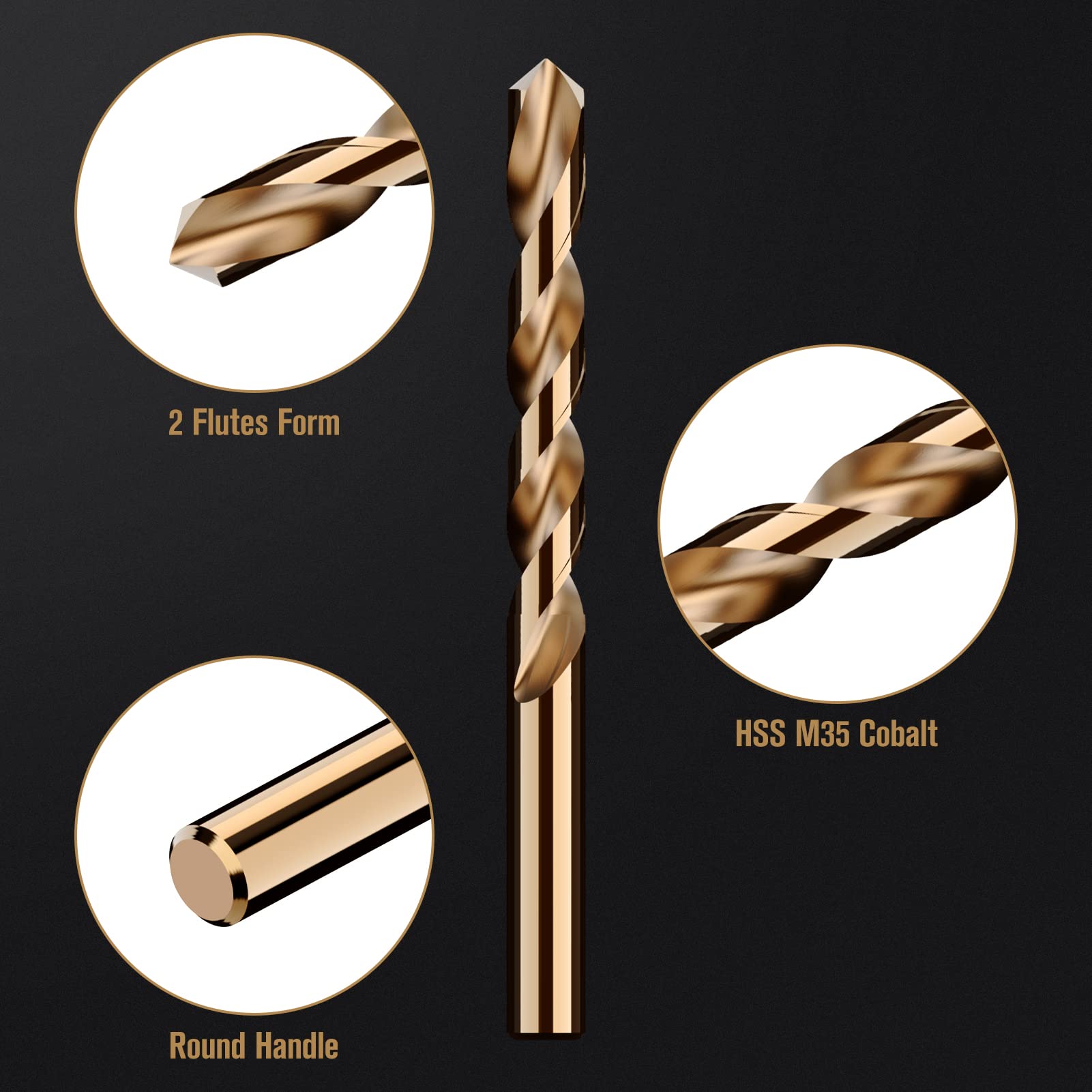 MACXCOIP cobalt drill bit set fractional sizes for precise drilling.