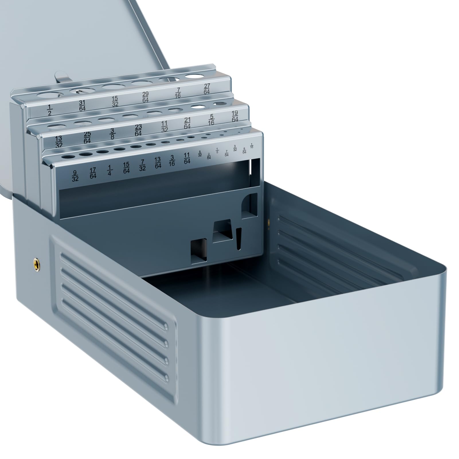 MACXCOIP drill index box top view highlights a sturdy metal construction.