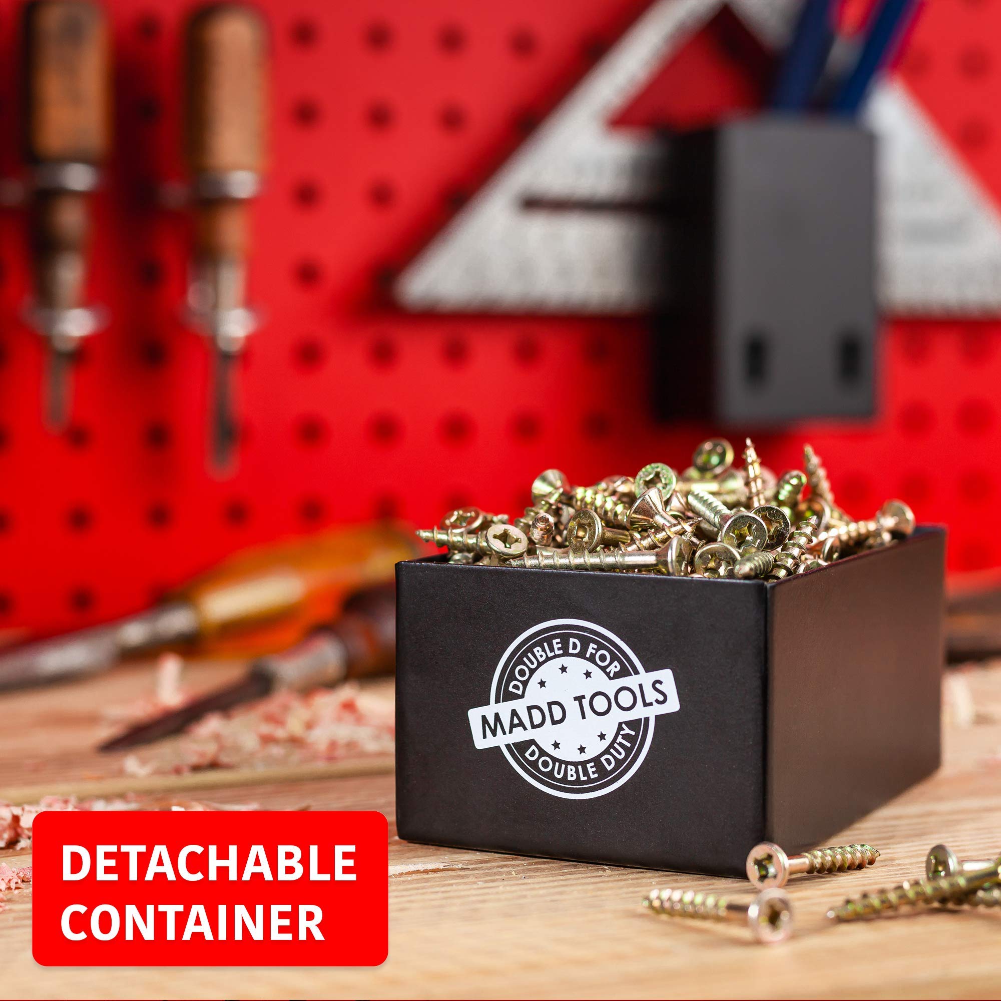 MADD Tools 16-gauge steel construction offers durable workshop organization