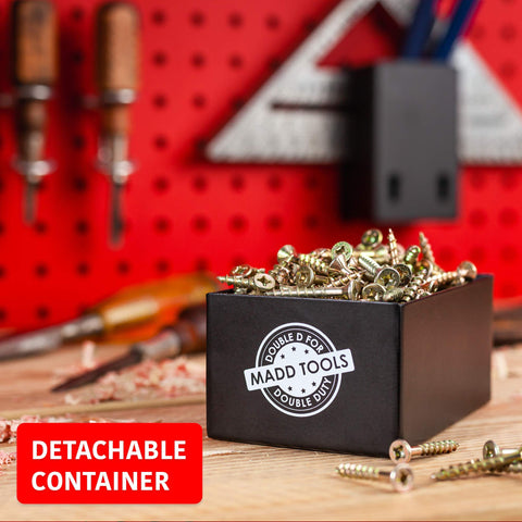MADD Tools 16-gauge steel construction offers durable workshop organization
