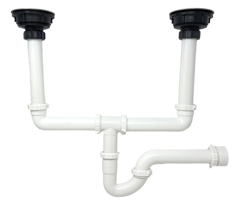 MADOL sink drain kit with metal strainer baskets for double-bowl drains adds debris protection