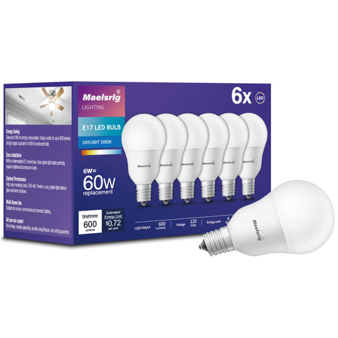 Maelsrlg E17 LED bulb daylight 5000K for clear kitchen and study lighting.