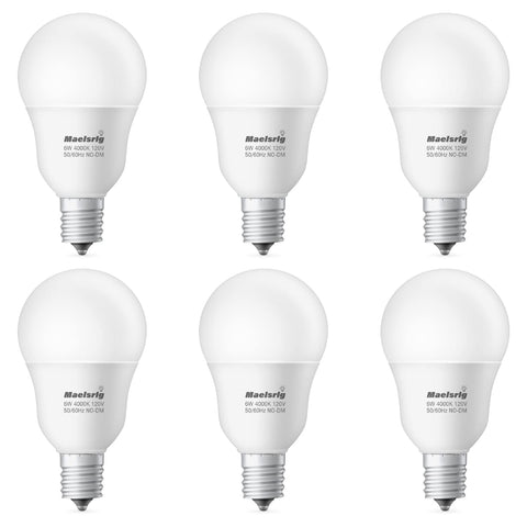Pack of six Maelsrlg E17 bulbs for multiple fixtures.