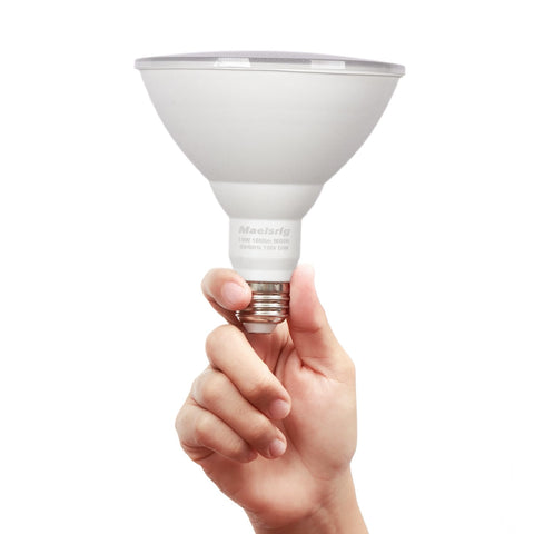 Maelsrlg PAR38 LED flood light 1800 lumens in 5000K daylight.