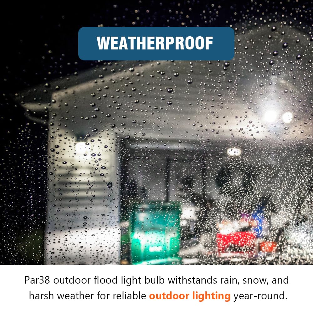 Maelsrlg PAR38 LED flood light weatherproof exterior design for year-round use.