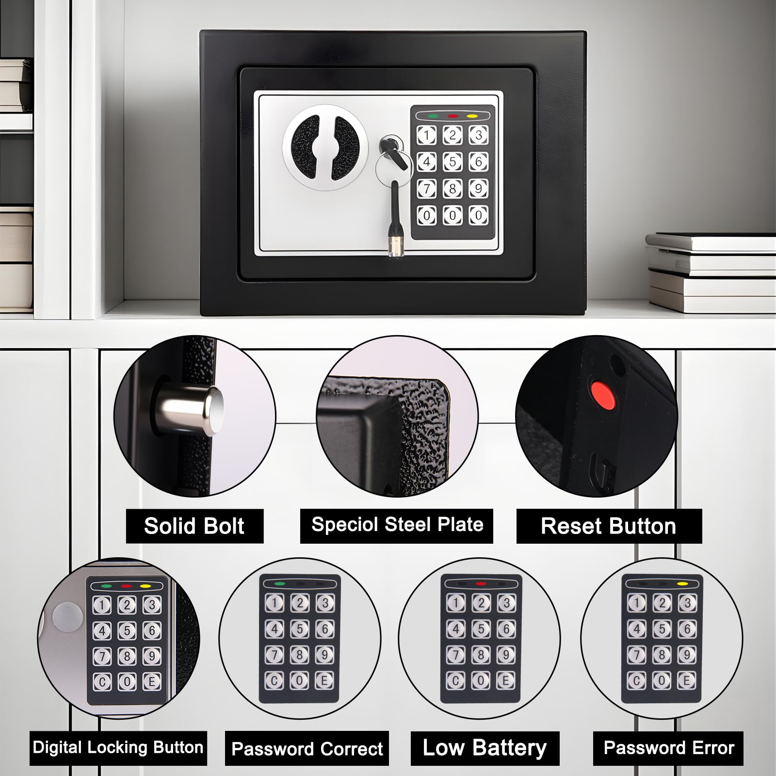 MAESTON mini safe coin slot top view doubles as a piggy bank