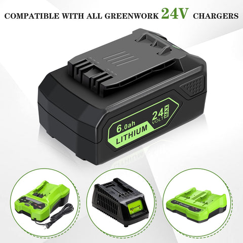 MAFACBAC 24V battery installed in Greenworks lawn mower for quick power