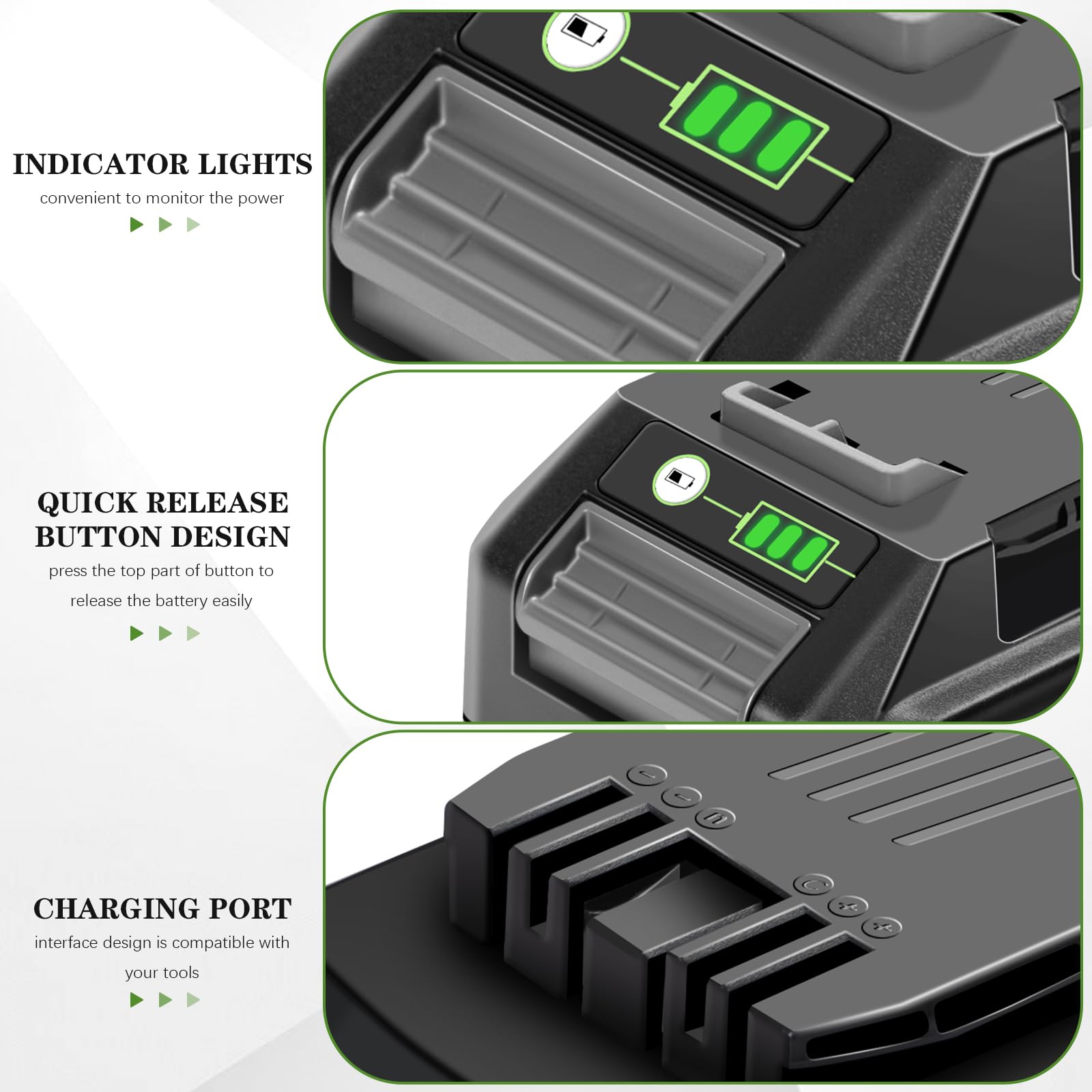 MAFACBAC 24V battery mounted on Greenworks trimmer for extended use