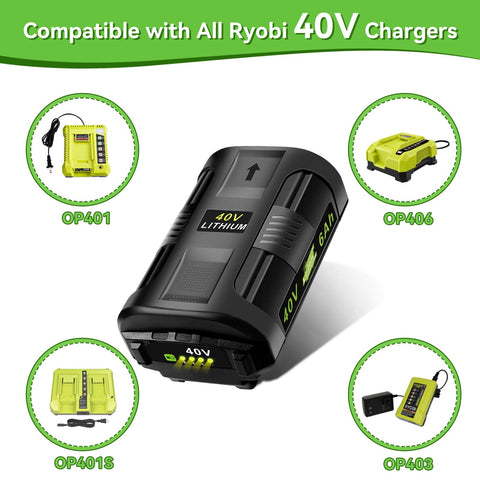 MAFACBAC 40V battery in charging dock for quick top-ups.