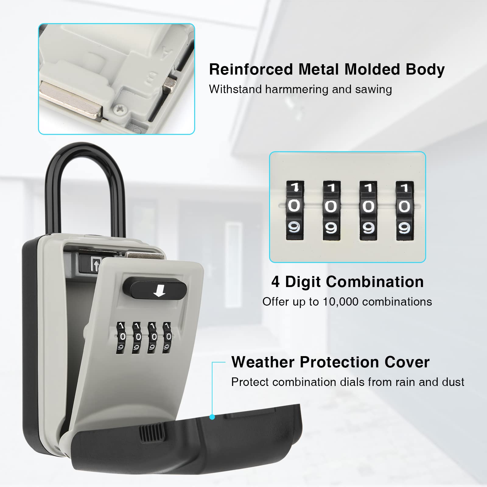 mafiti key lock box outside protective cover protecting dial from dust and rain