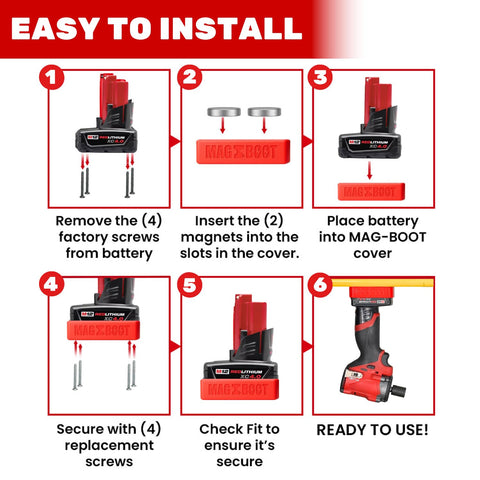 MAG-BOOT is compatible with Milwaukee M12 XC 3.0/4.0/6.0 models.