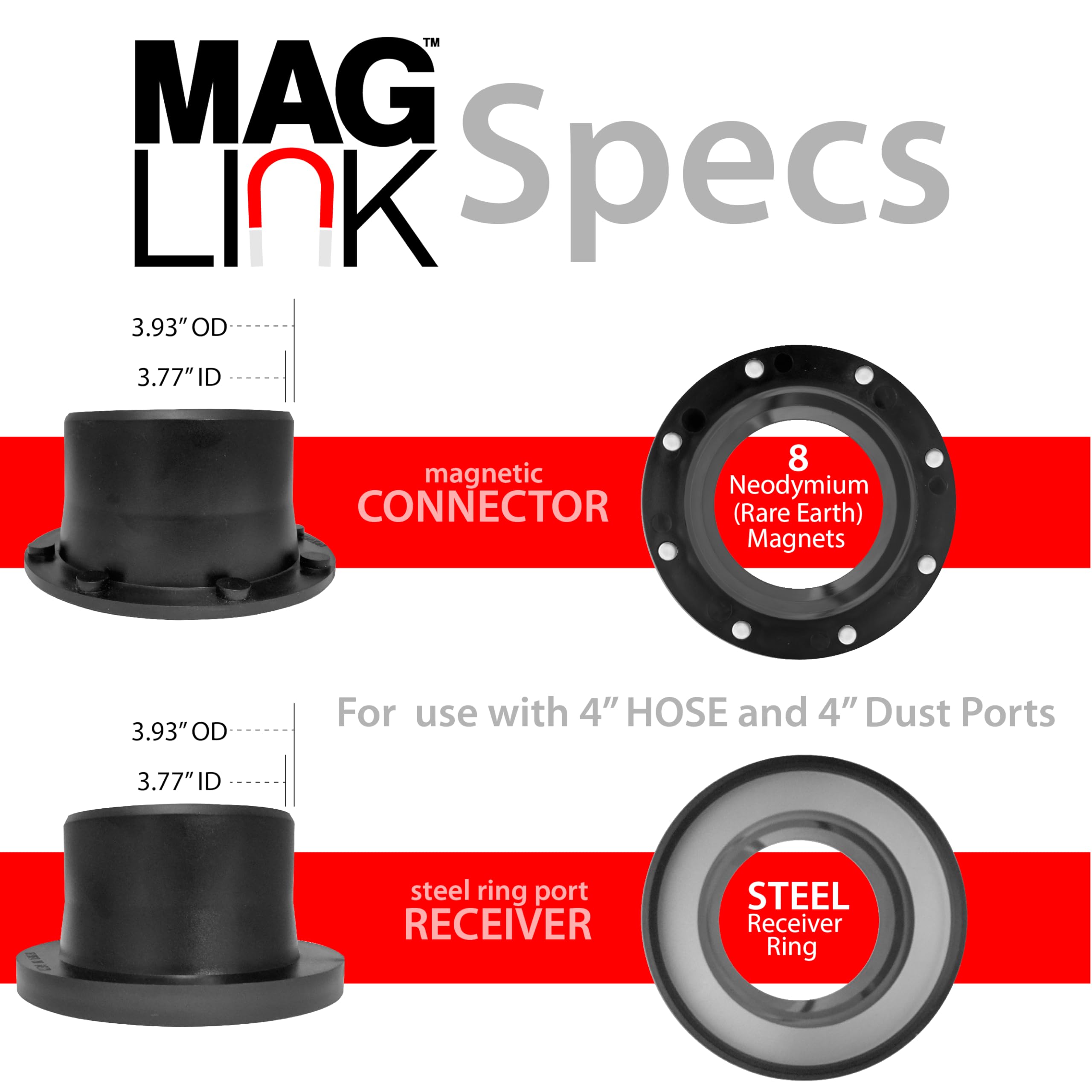 Mag Link 2.5in rubber coupler seals mid-size hose joins.