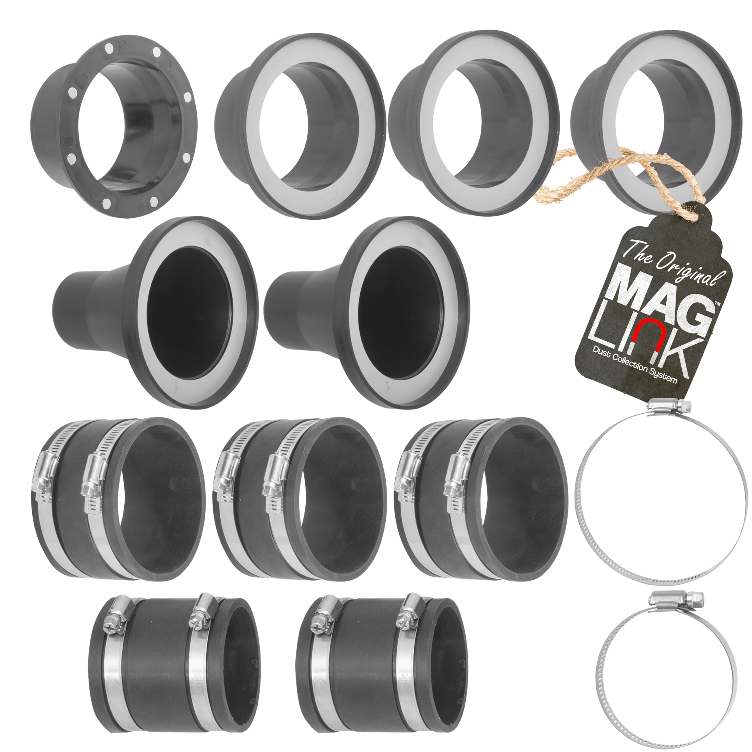 Mag Link 4in magnetic connector secures quick dust-hose connections across machines.