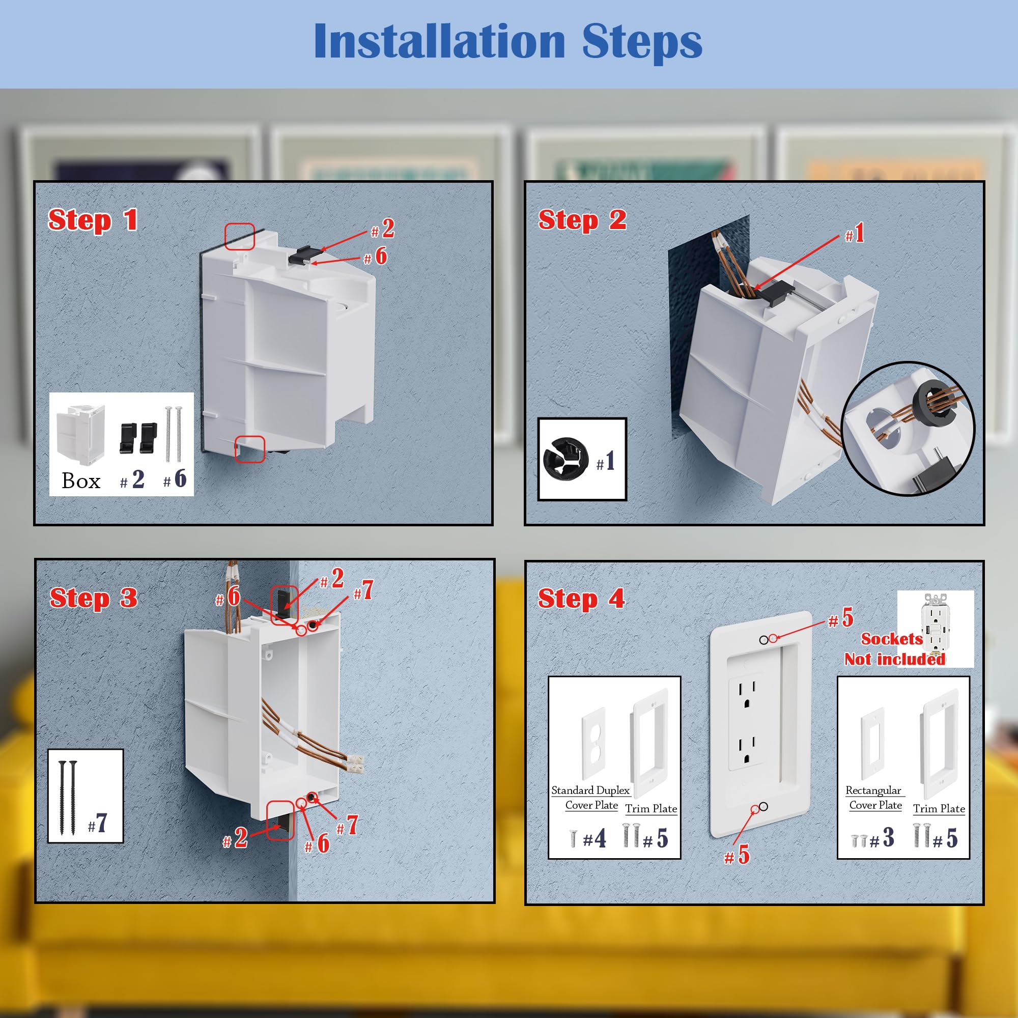 Magaliyo recessed outlet box supporting standard outlets for versatile installations.