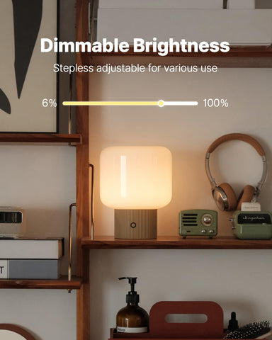 Rechargeable cordless MAGCHARM Halo Mushroom Lamp with flexible placement around the home.