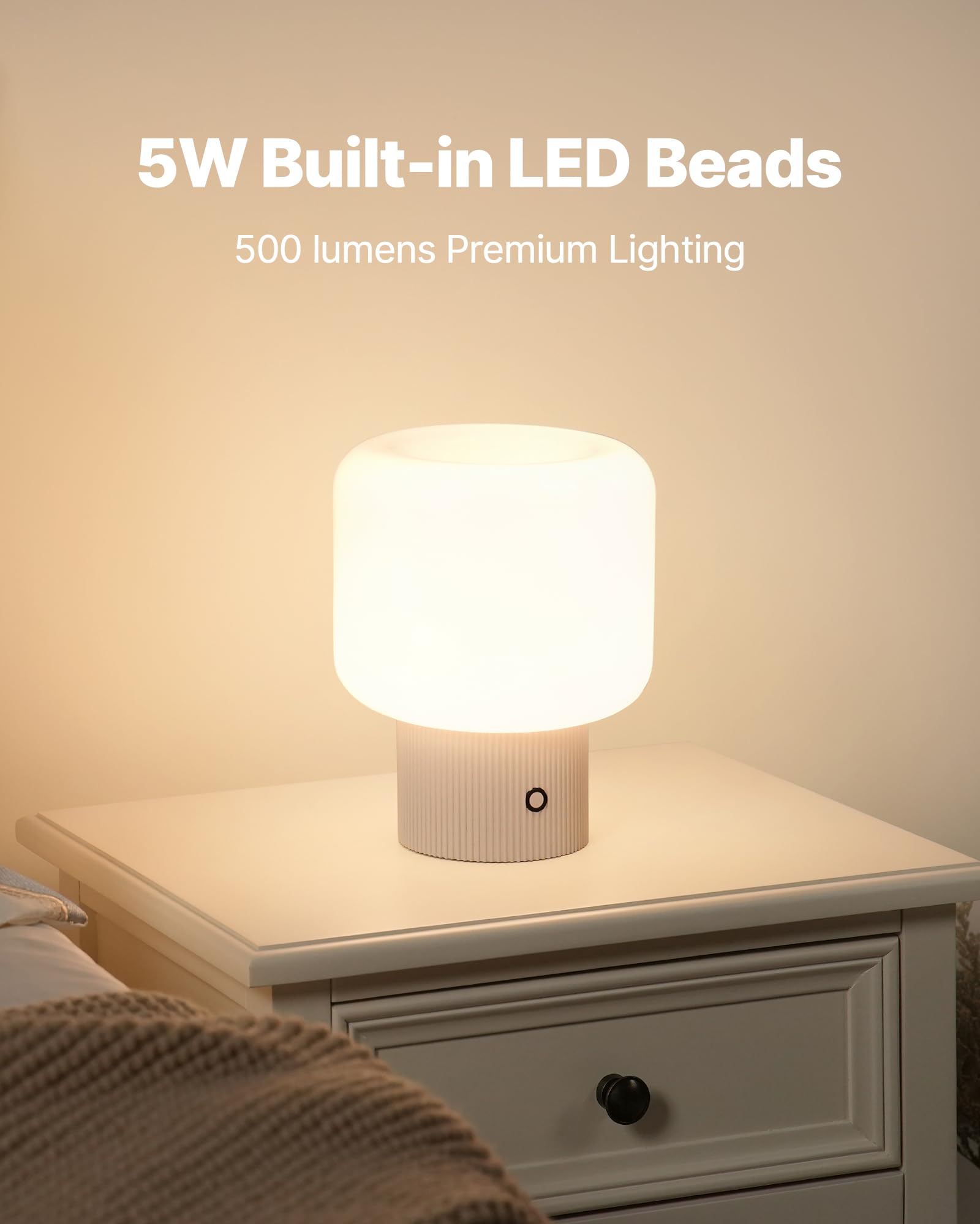 MAGCHARM Halo mushroom lamp cordless design allows flexible placement and easy charging.