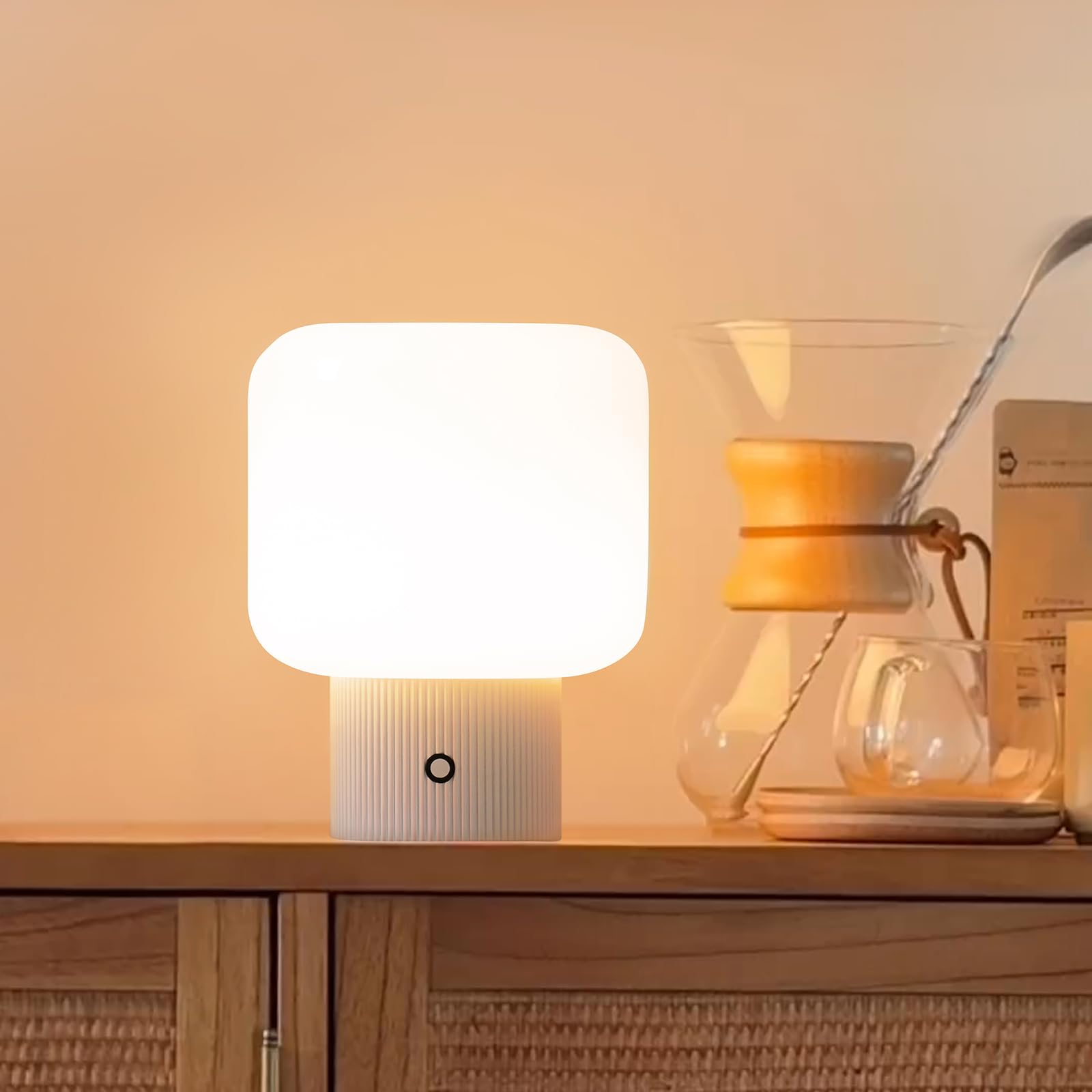 MAGCHARM Halo mushroom lamp with glass shade provides soft, ambient lighting for cozy bedrooms.