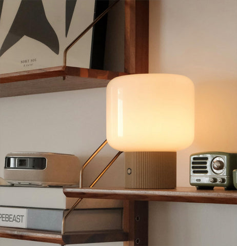 MAGCHARM Halo Mushroom Lamp with glass shade delivers soft ambient light for study desks.