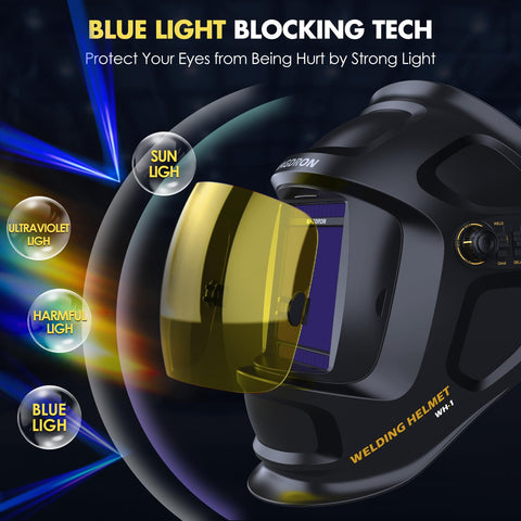 Magdron helmet with four arc sensors for instant shade change