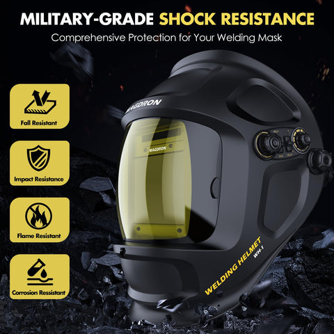 Magdron helmet wide shade range supports TIG MIG ARC tasks
