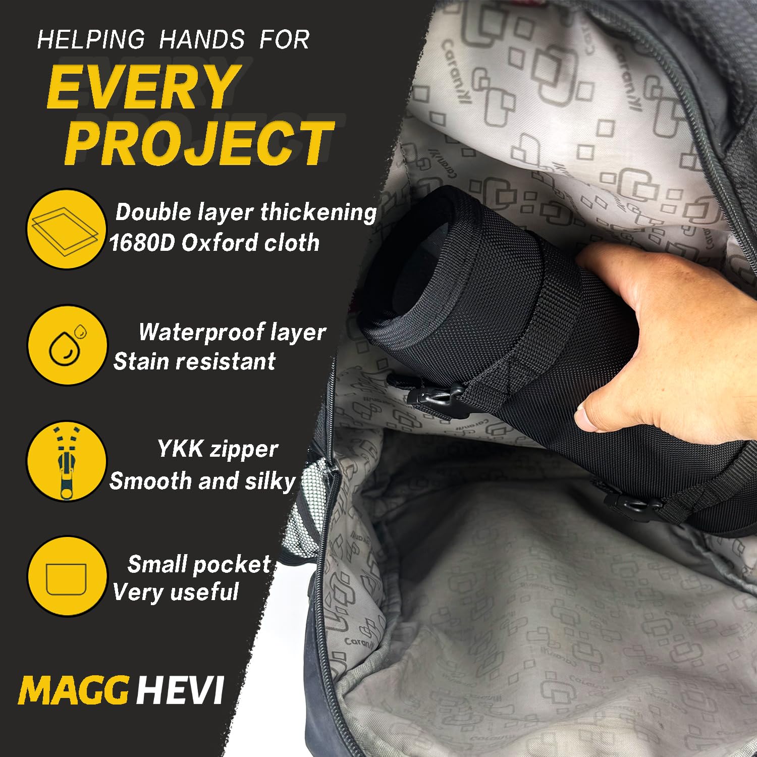 Magg Hevi premium Oxford fabric highlights durable, water-resistant construction