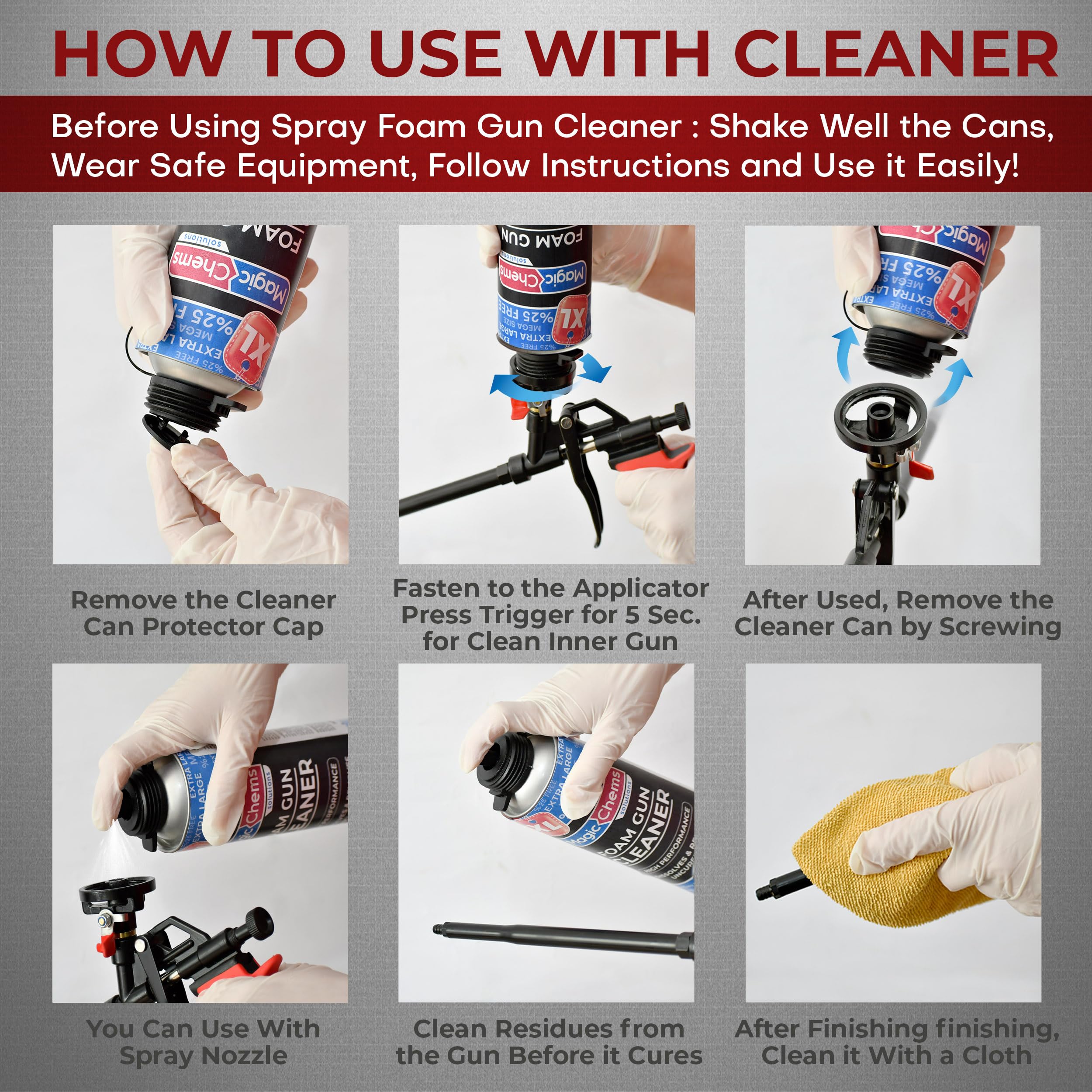 Magic Chems Spray Foam Gun versatile for sealing, filling, and insulating tasks.